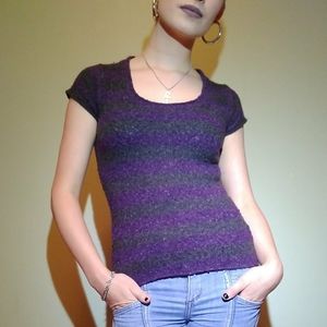 BCBGMaxaria purple and grey striped sweater